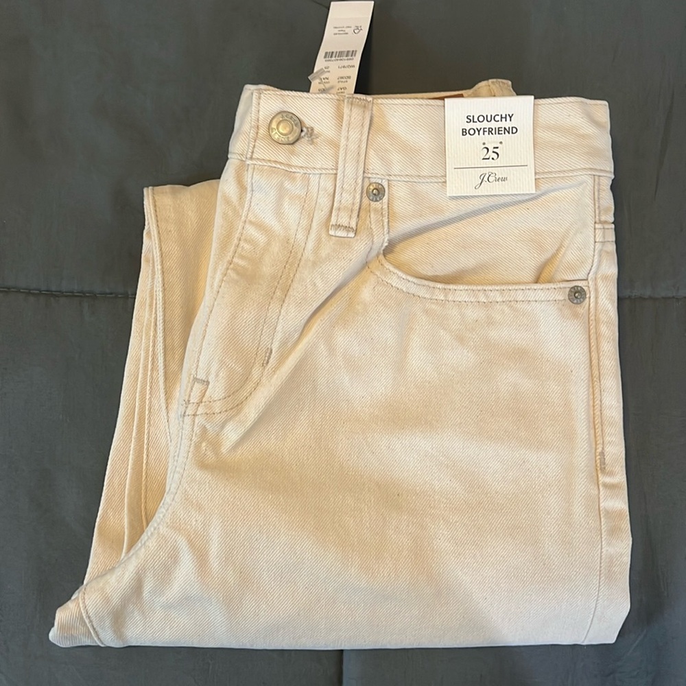 JCrew Slouchy Boyfriend Jean Ecru Size 25 NWT